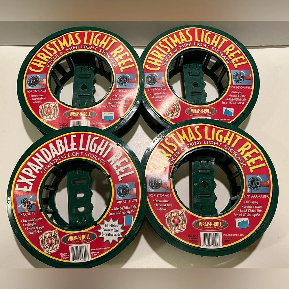 NWT LOT OF 4 CHRISTMAS/HOLIDAY LIGHT STORAGE REELS.